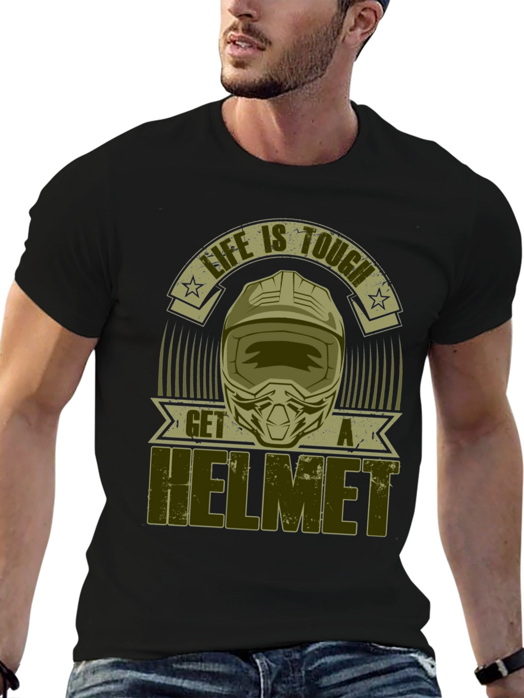 Life is Tough Get a Helmet Graphic Tee