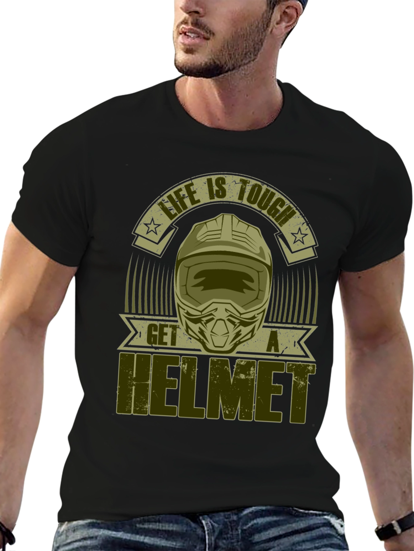 Life is Tough Get a Helmet Graphic Tee