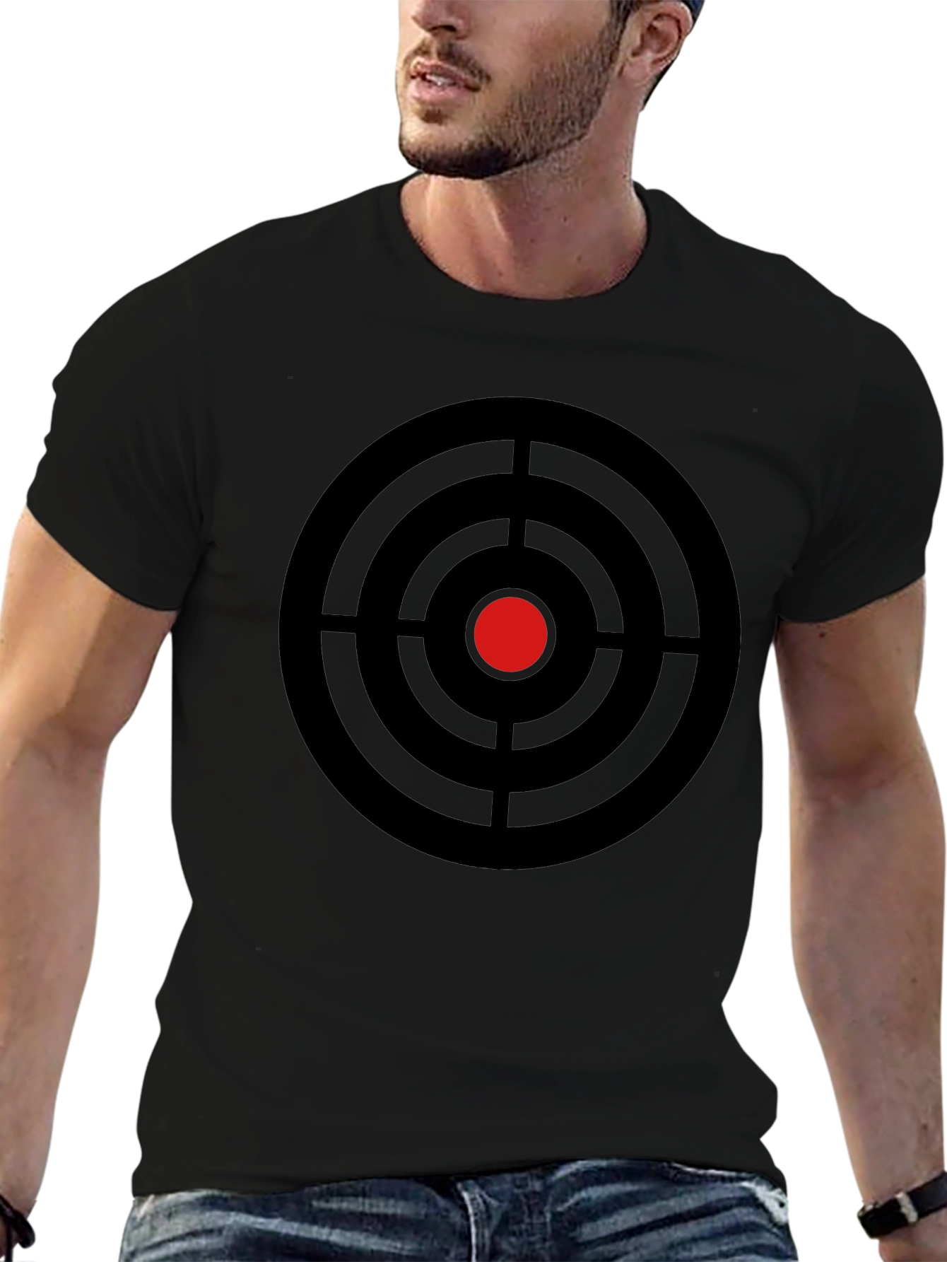 Target Graphic Tee - Black Cotton Crew Neck T-Shirt