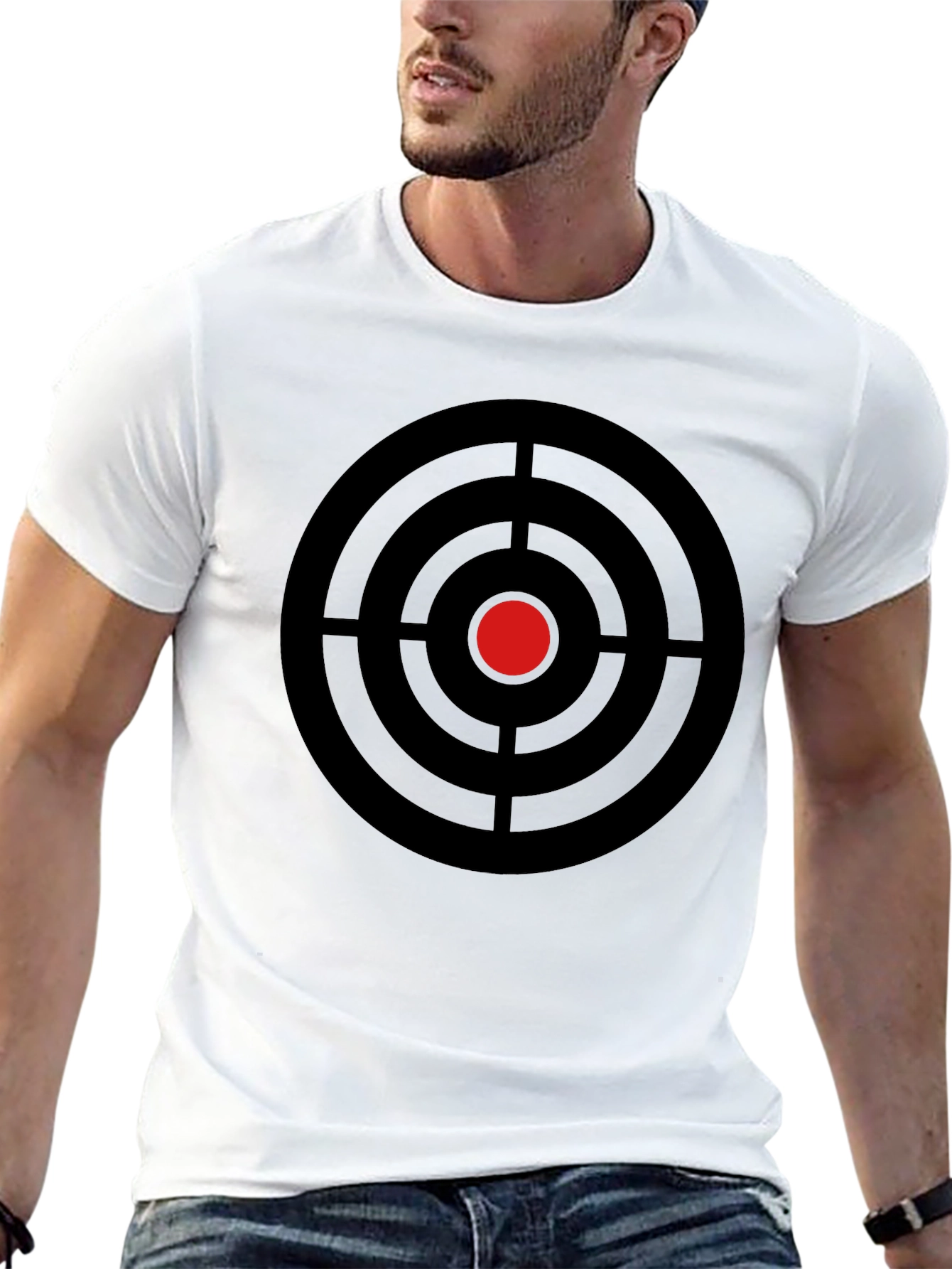 Target Graphic Tee - Black Cotton Crew Neck T-Shirt
