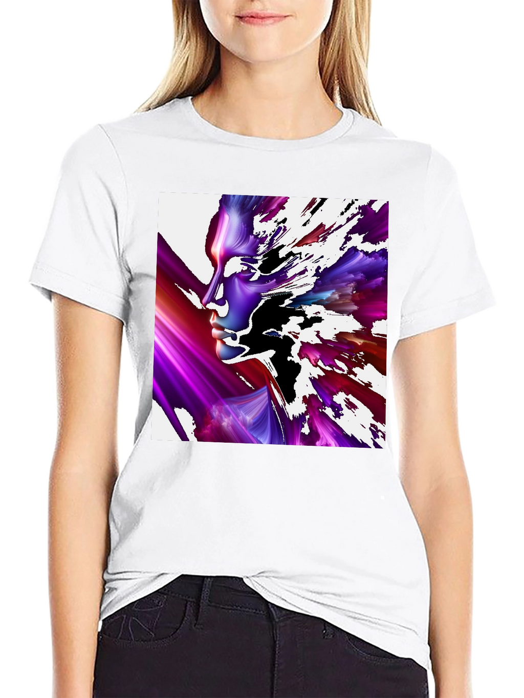 Abstract Face Black T-Shirt - Unique Artistic Design