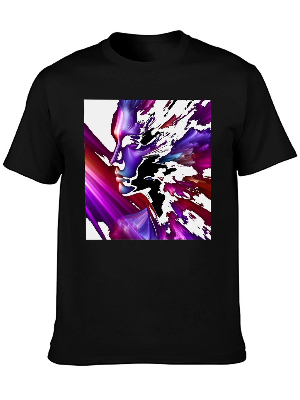 Abstract Face Black T-Shirt - Unique Artistic Design