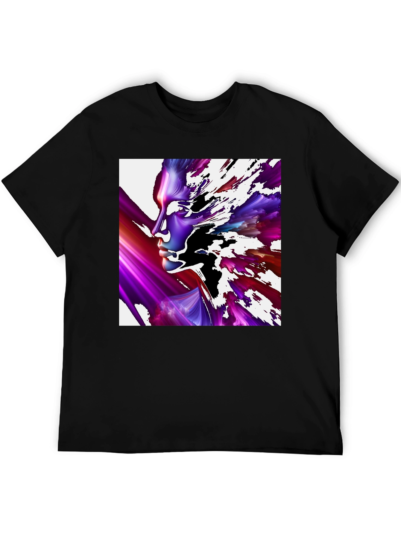 Abstract Face Black T-Shirt - Unique Artistic Design