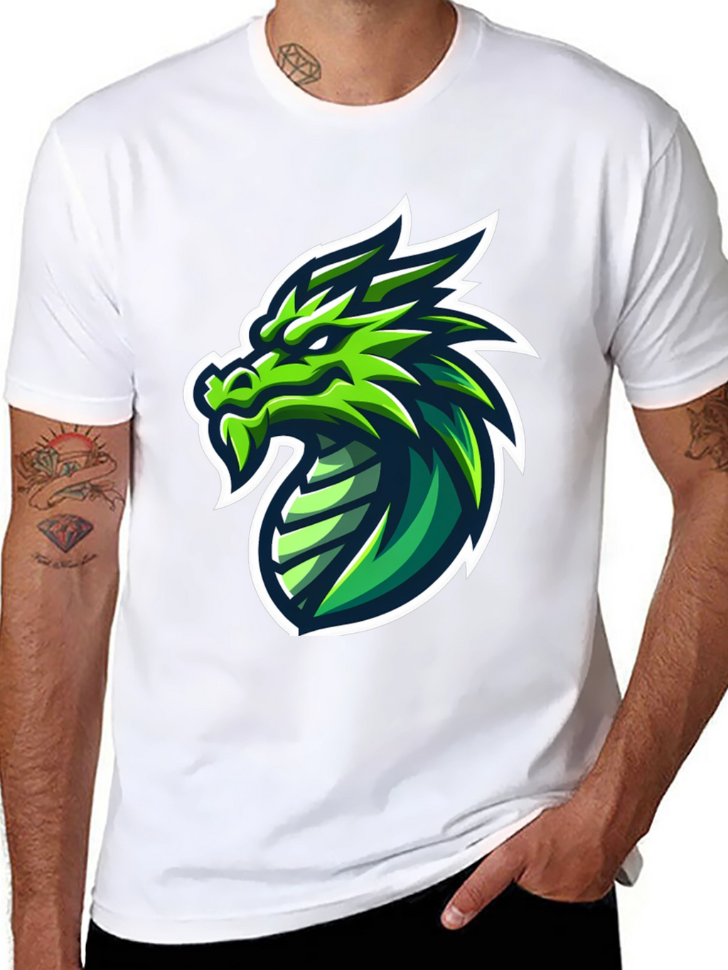 Green Dragon Graphic Tee - Mens Black T-Shirt