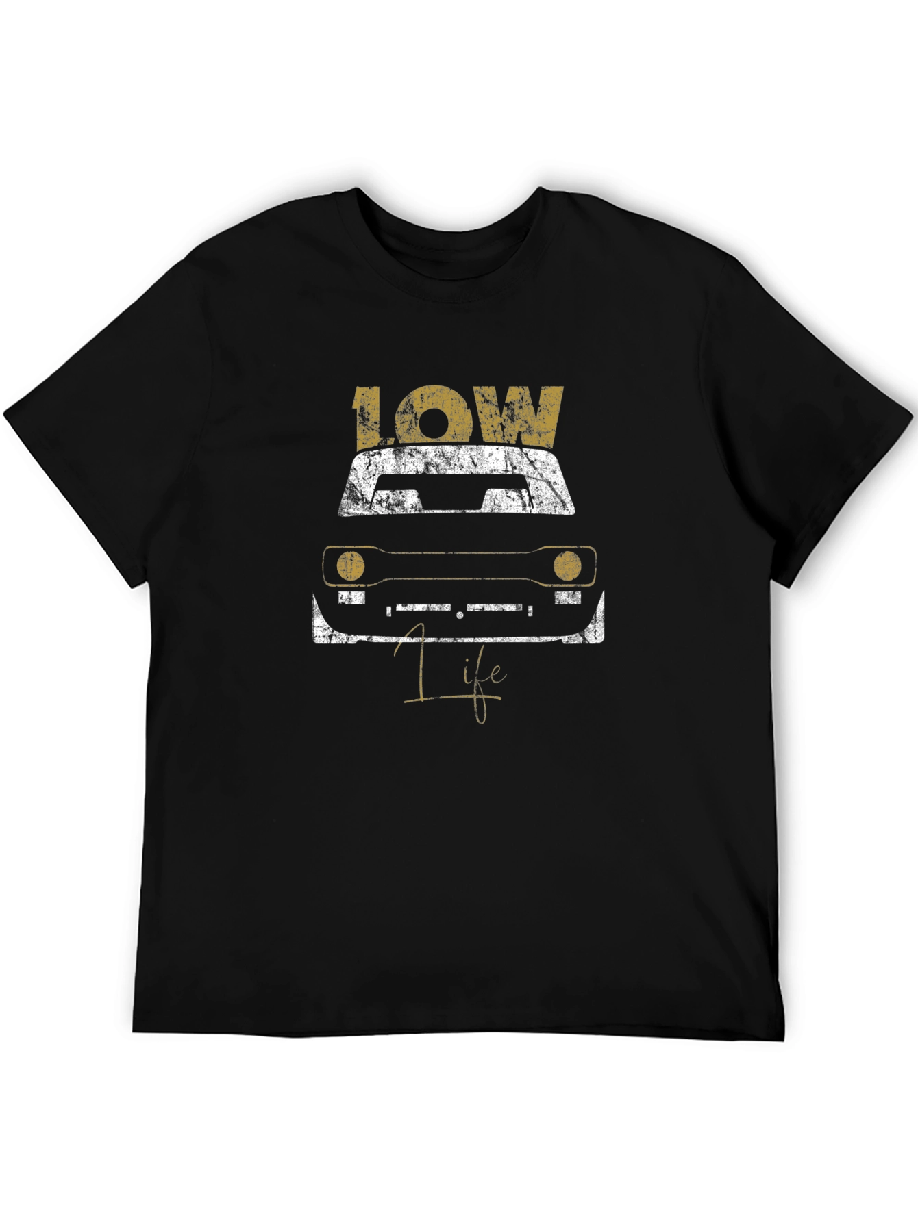 Low Life Car Graphic Tee - Black Cotton T-Shirt