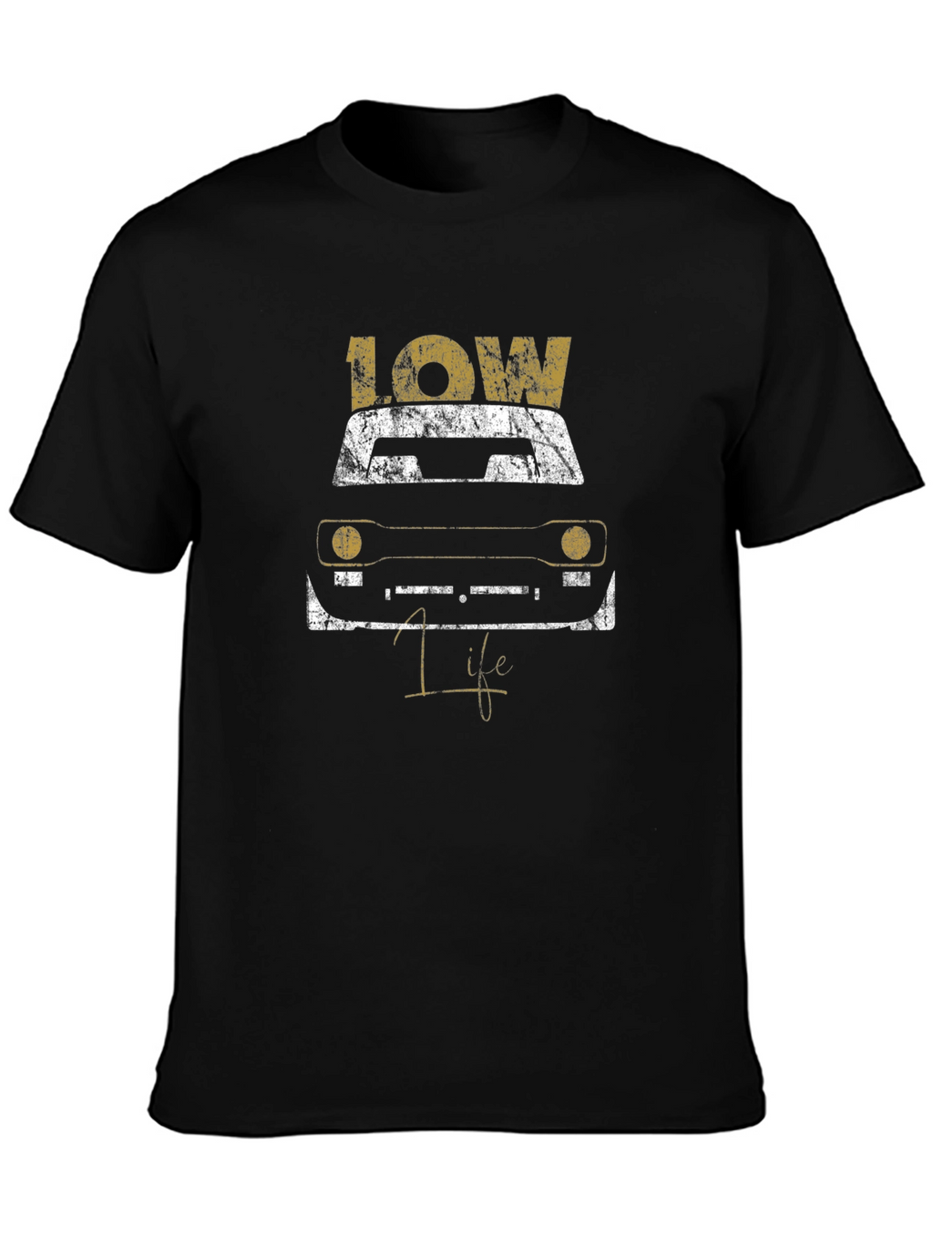 Low Life Car Graphic Tee - Black Cotton T-Shirt
