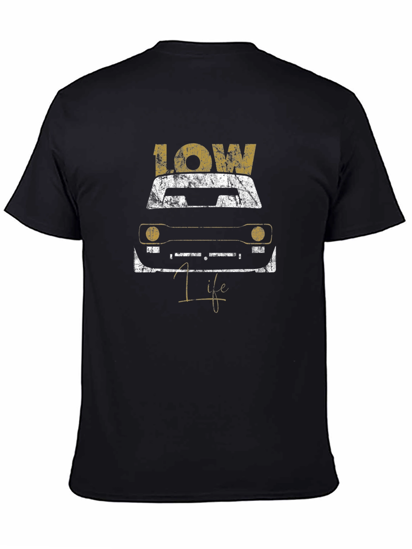 Low Life Car Graphic Tee - Black Cotton T-Shirt