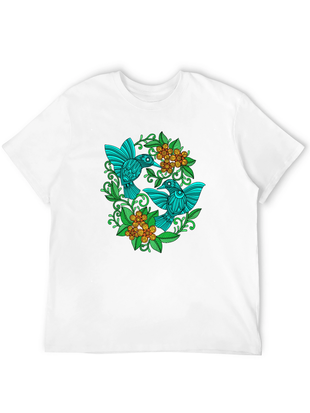 Hummingbird Floral T-Shirt - Black