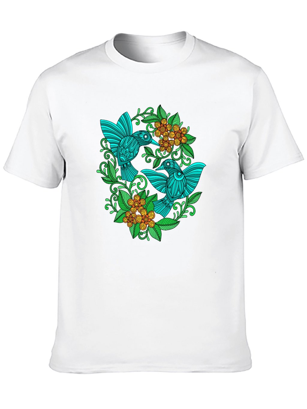 Hummingbird Floral T-Shirt - Black