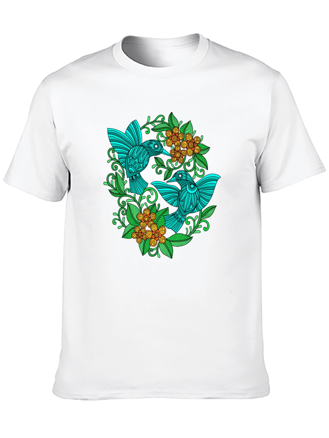Hummingbird Floral T-Shirt - Black