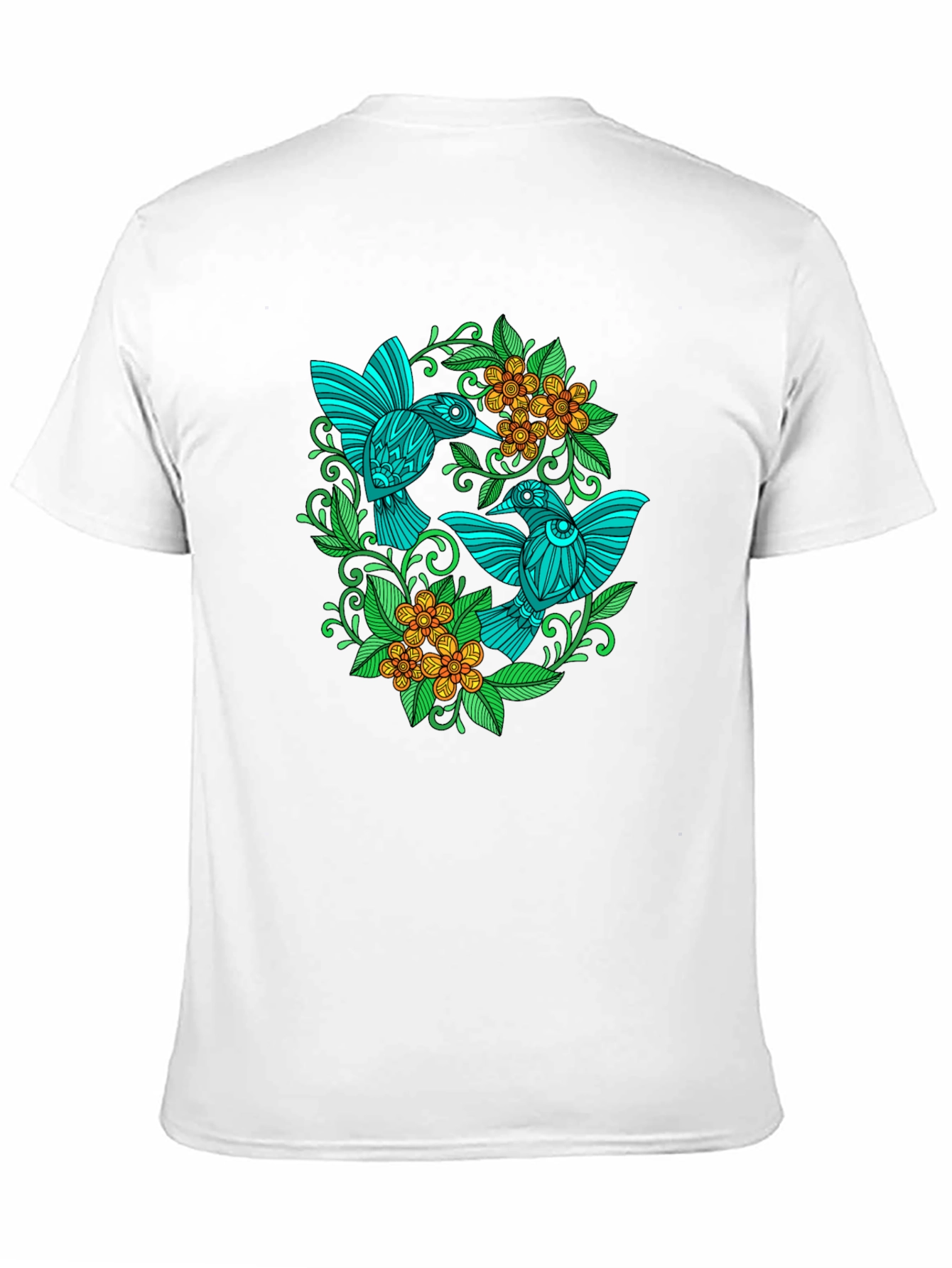 Hummingbird Floral T-Shirt - Black