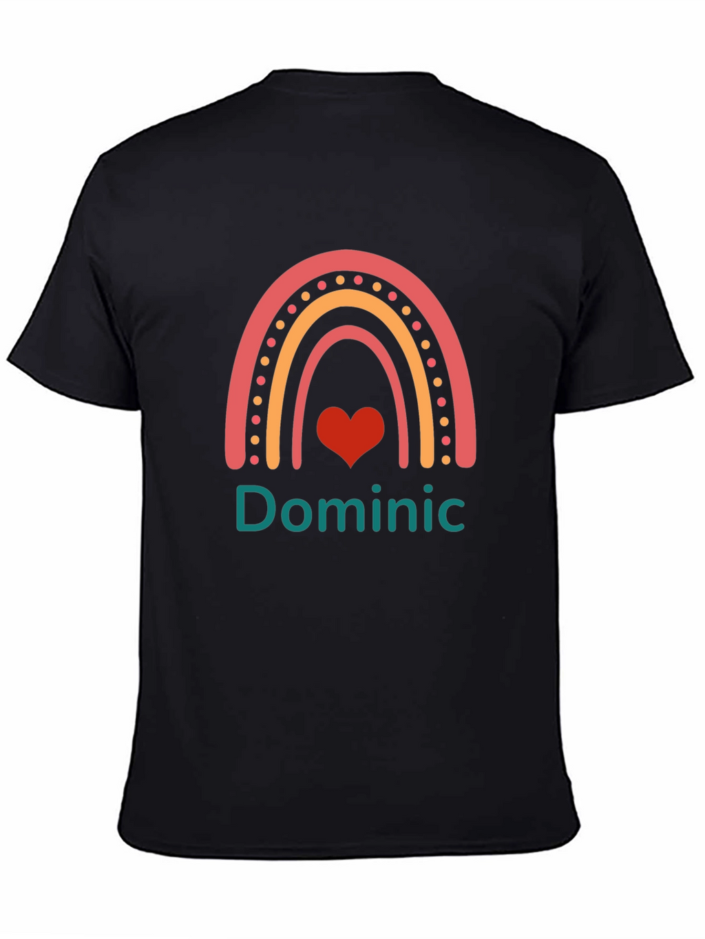 Personalized Dominic Rainbow Heart T-Shirt