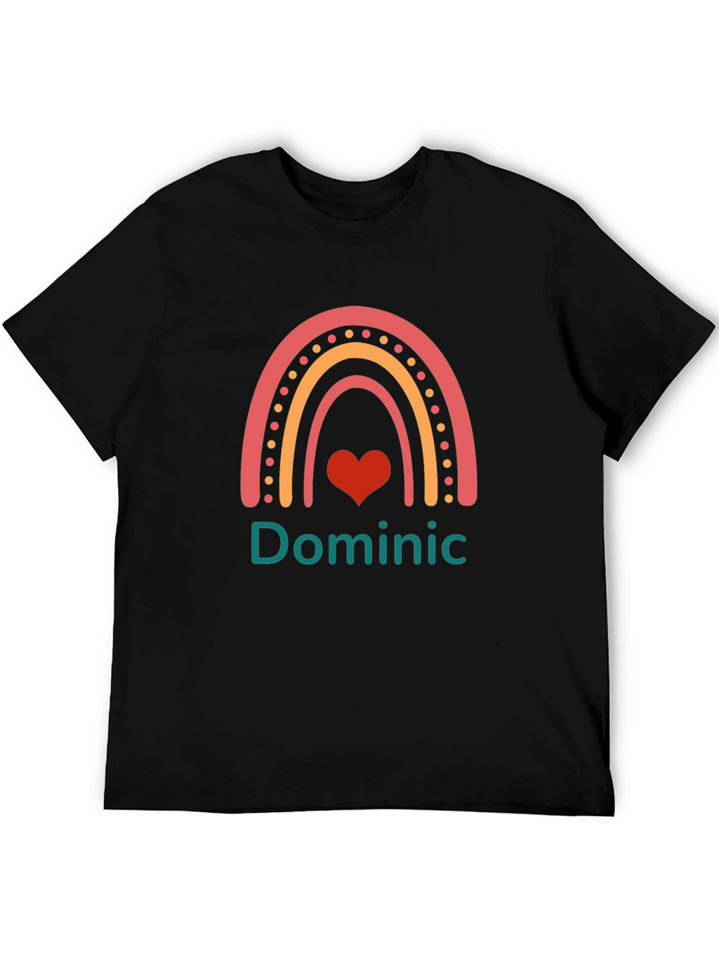 Personalized Dominic Rainbow Heart T-Shirt