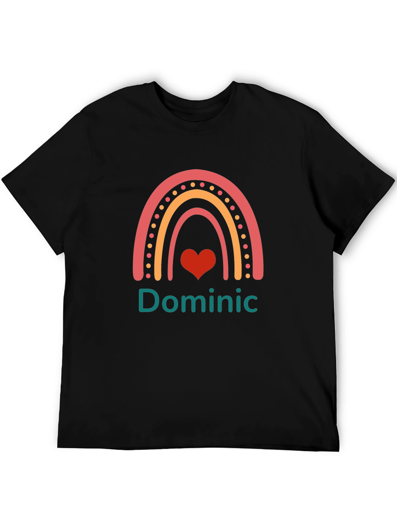Personalized Dominic Rainbow Heart T-Shirt