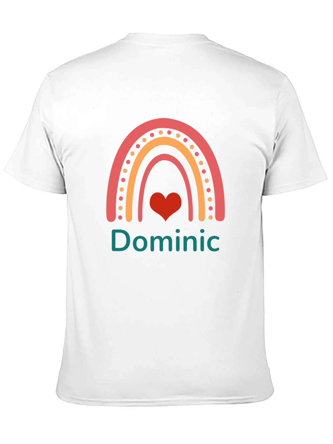 Personalized Dominic Rainbow Heart T-Shirt
