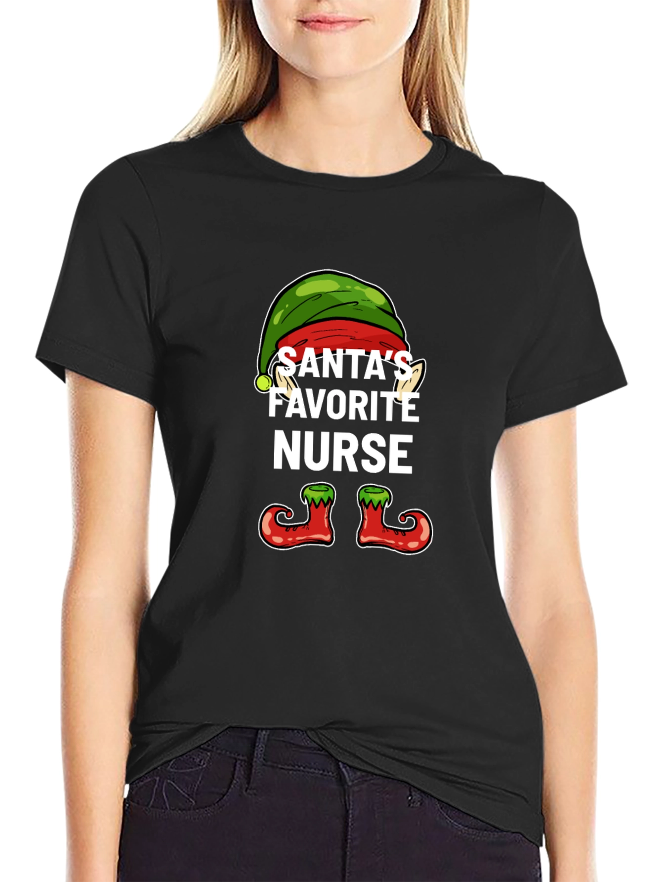 Santas Favorite Nurse Holiday T-Shirt