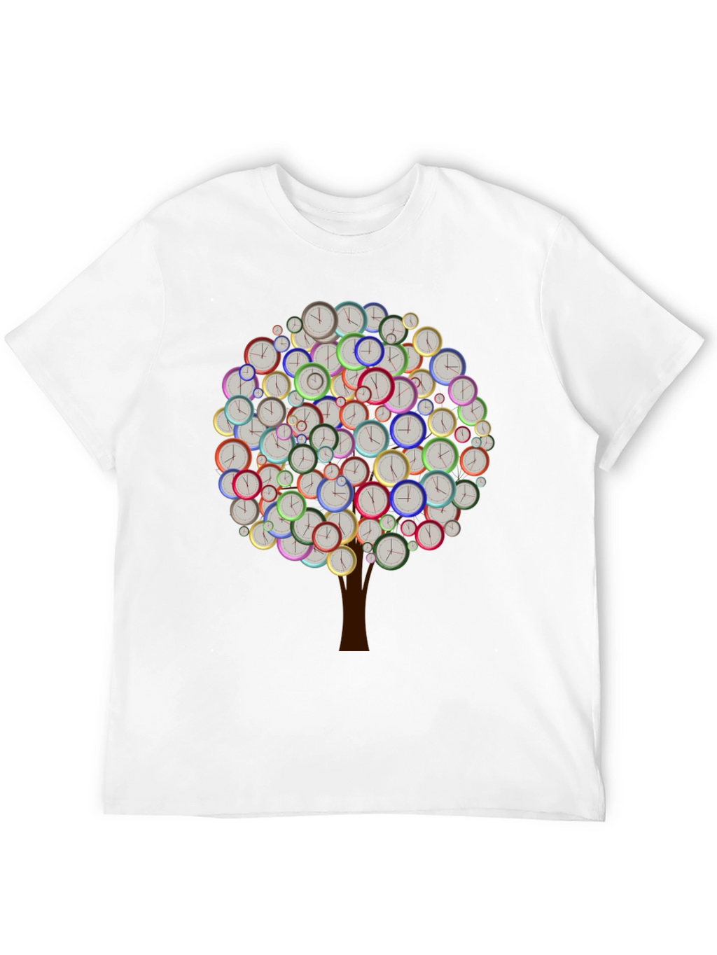 Time Tree Black Graphic Tee - Unique Clock Design