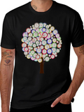 Time Tree Black Graphic Tee - Unique Clock Design