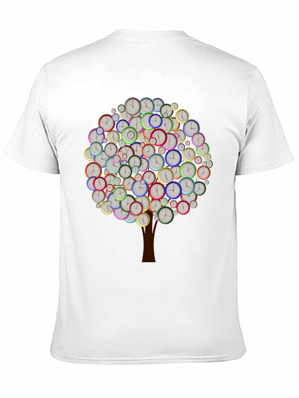 Time Tree Black Graphic Tee - Unique Clock Design