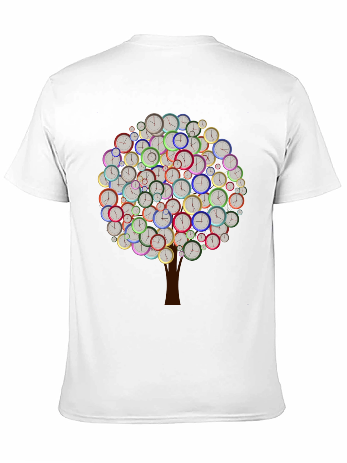 Time Tree Black Graphic Tee - Unique Clock Design