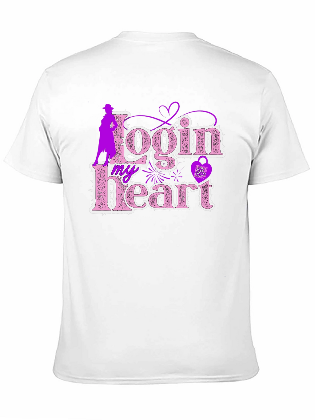 Login My Heart Black Cotton Graphic Tee
