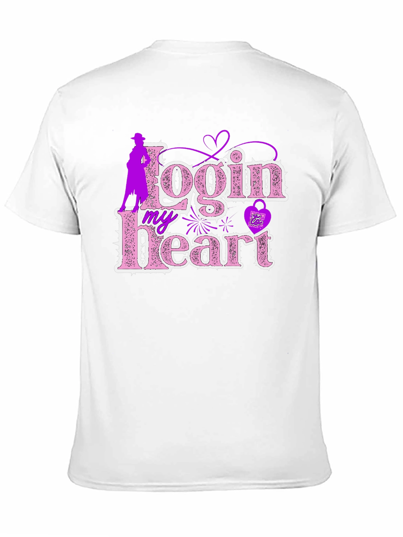 Login My Heart Black Cotton Graphic Tee