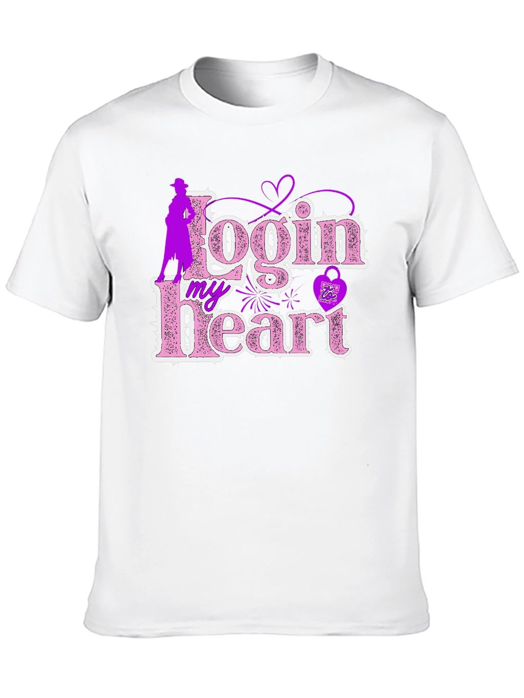 Login My Heart Black Cotton Graphic Tee