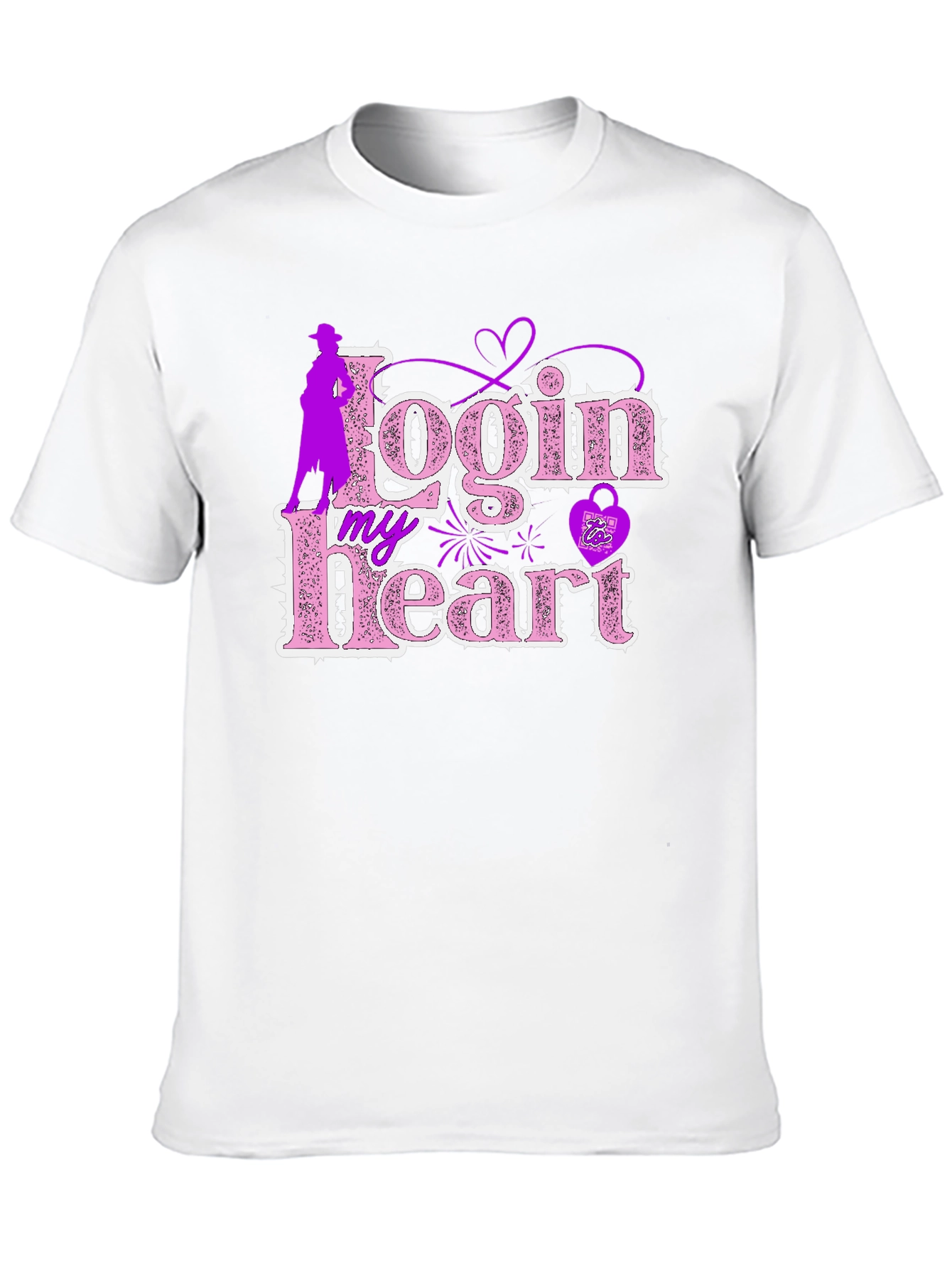 Login My Heart Black Cotton Graphic Tee