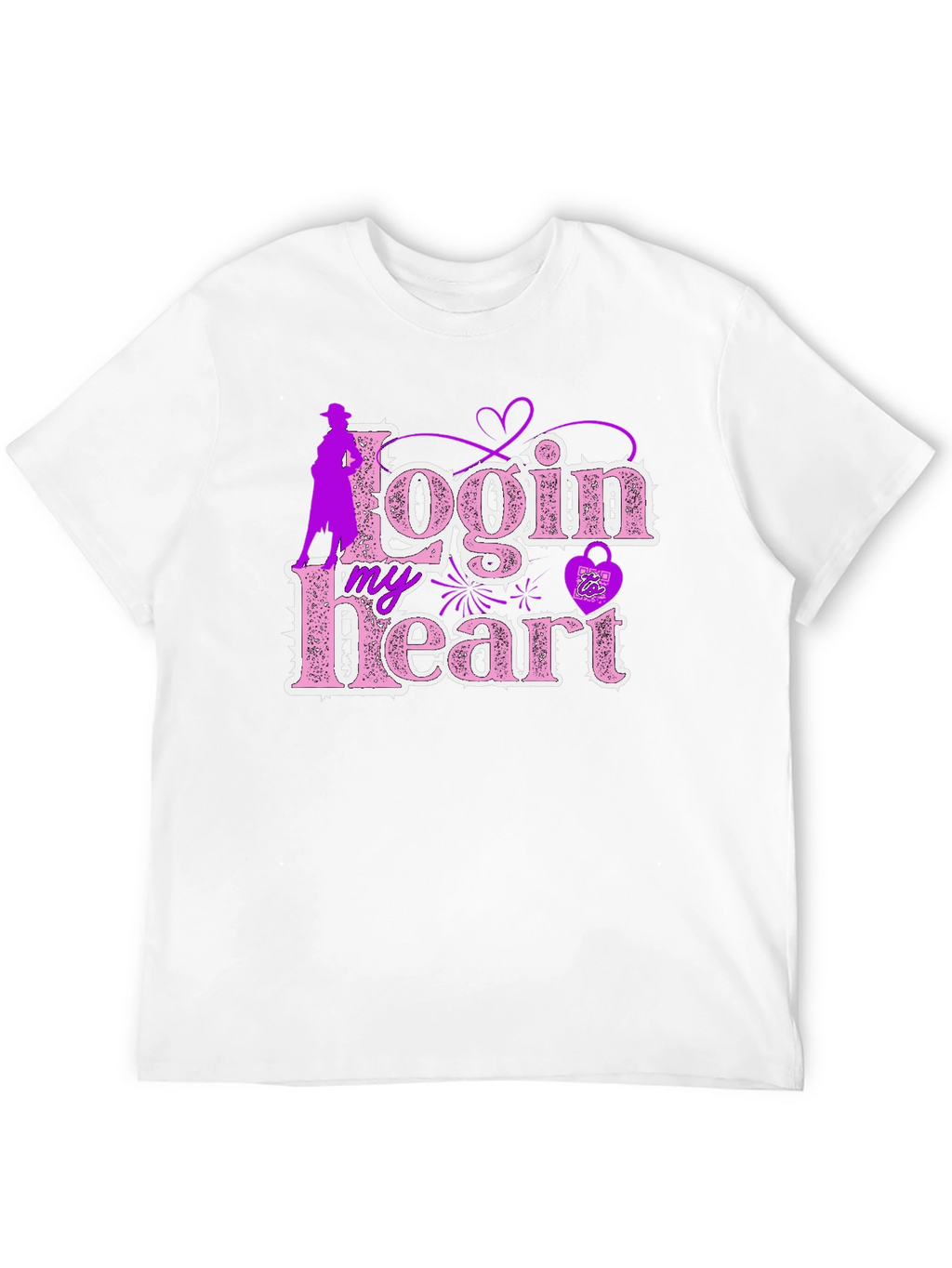 Login My Heart Black Cotton Graphic Tee