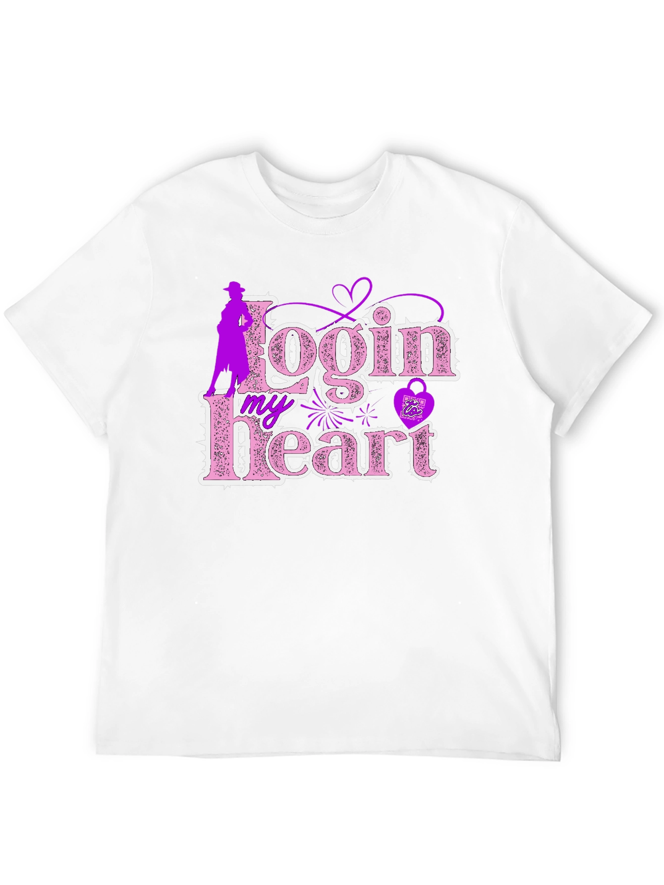 Login My Heart Black Cotton Graphic Tee