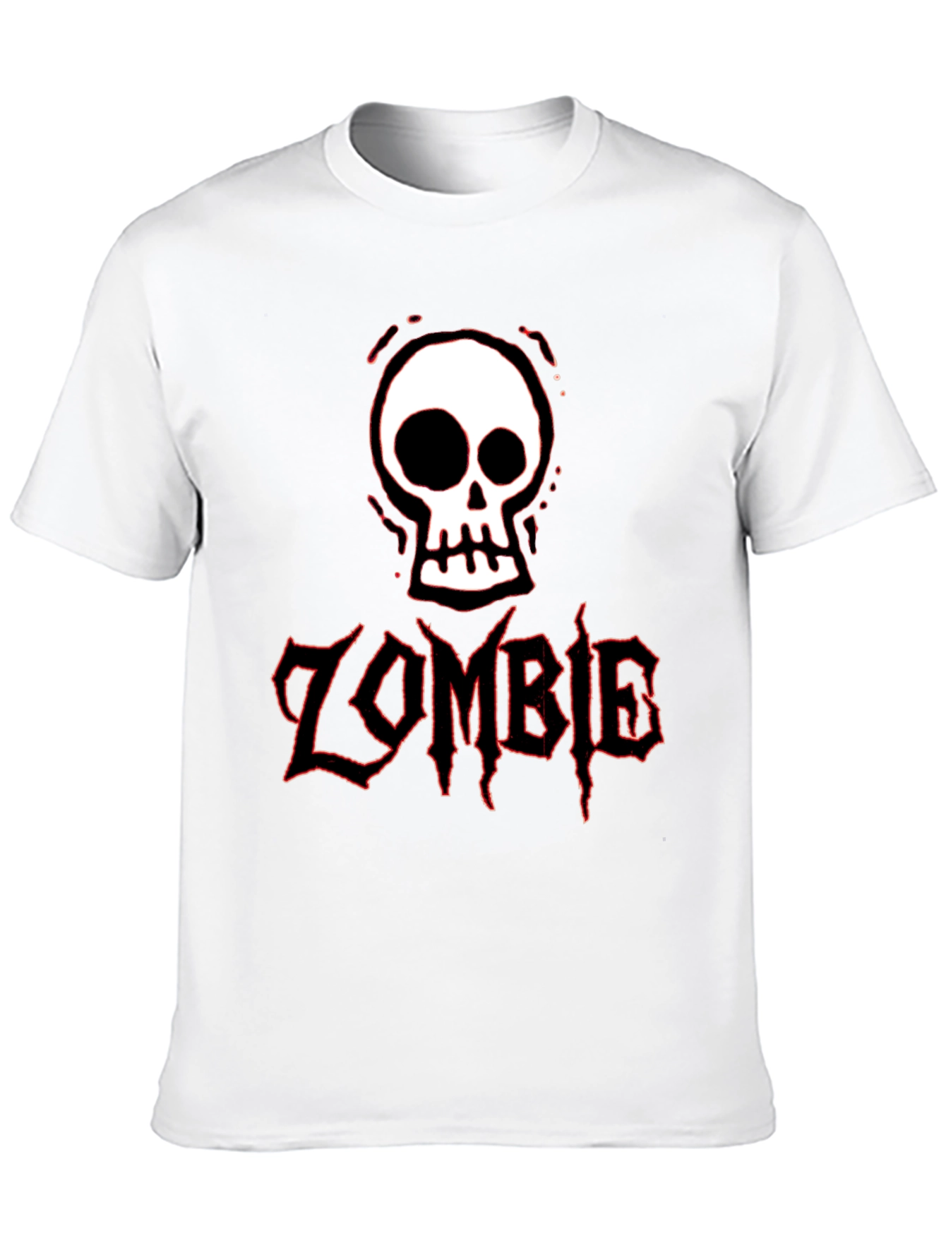 Zombie Skull Graphic Tee - Black Cotton T-Shirt for Men