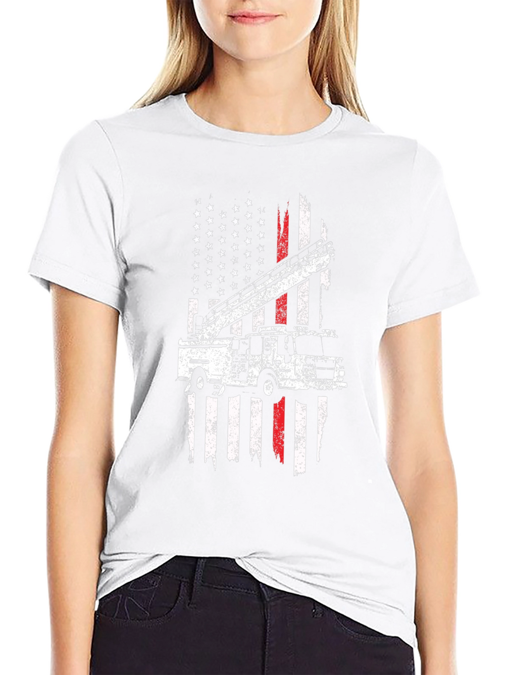 Firefighter American Flag Graphic T-Shirt