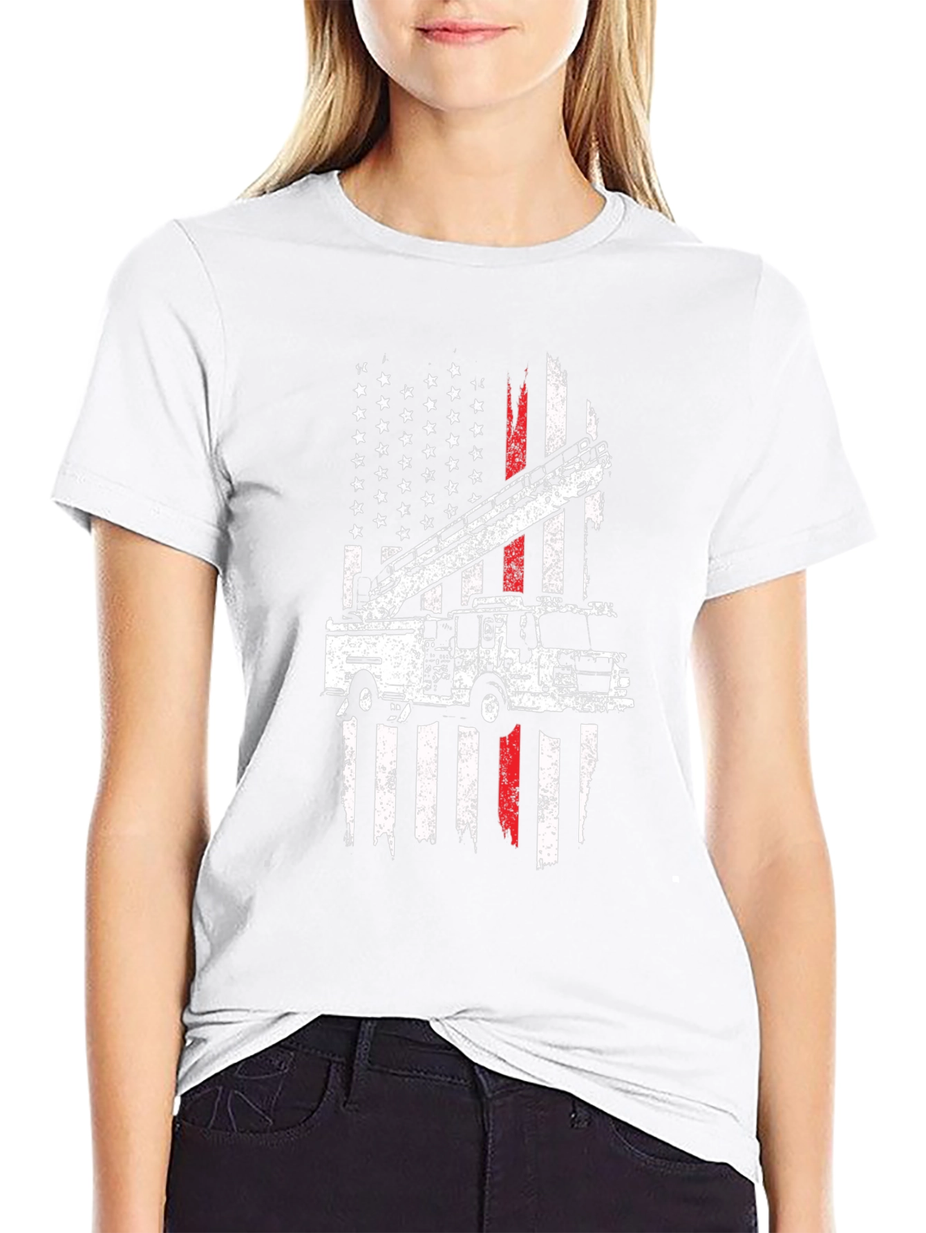Firefighter American Flag Graphic T-Shirt