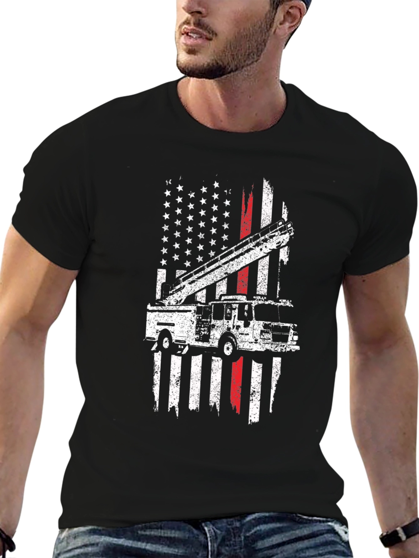 Firefighter American Flag Graphic T-Shirt