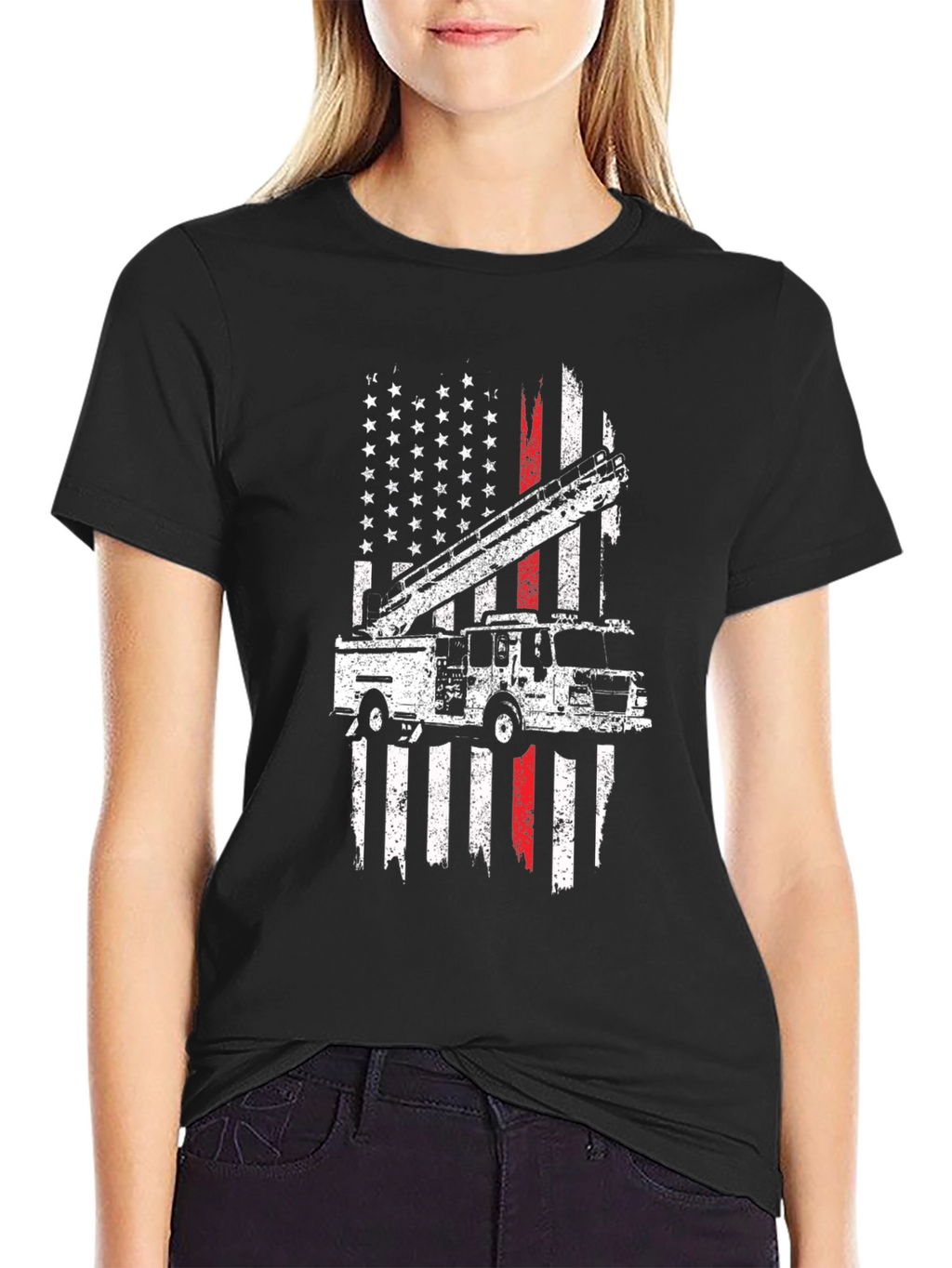 Firefighter American Flag Graphic T-Shirt