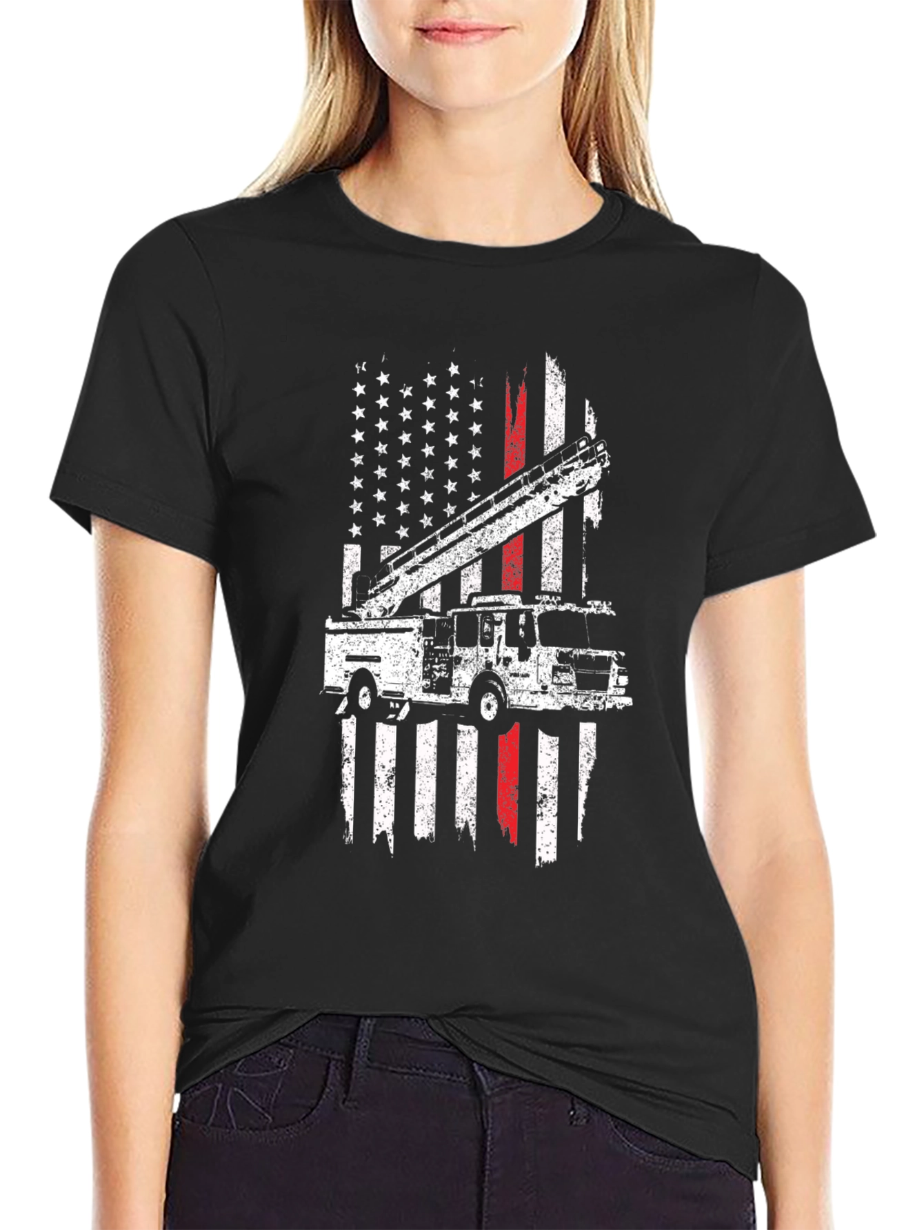 Firefighter American Flag Graphic T-Shirt