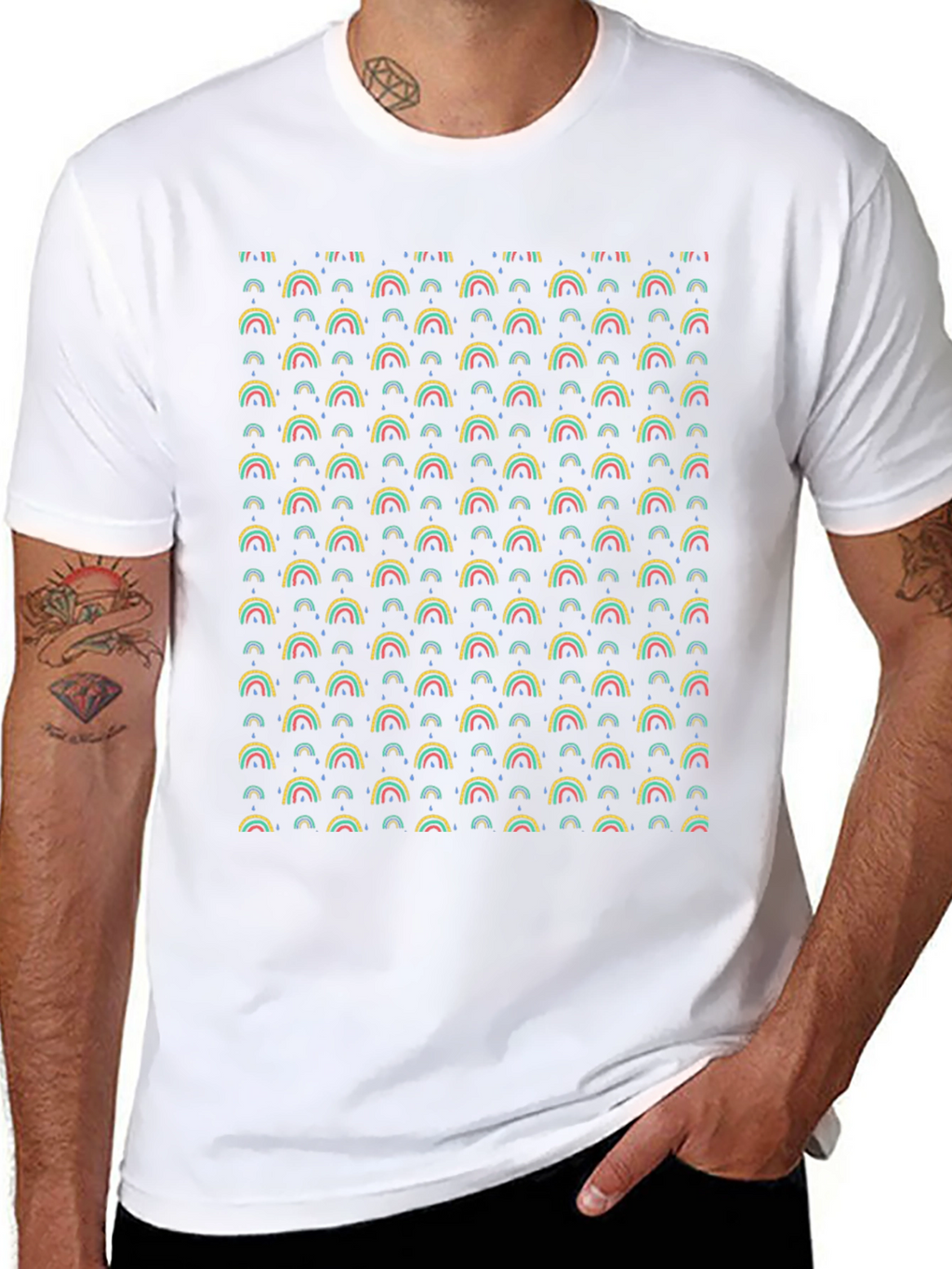 Rainbow Pattern T-Shirt - Funky Graphic Tee