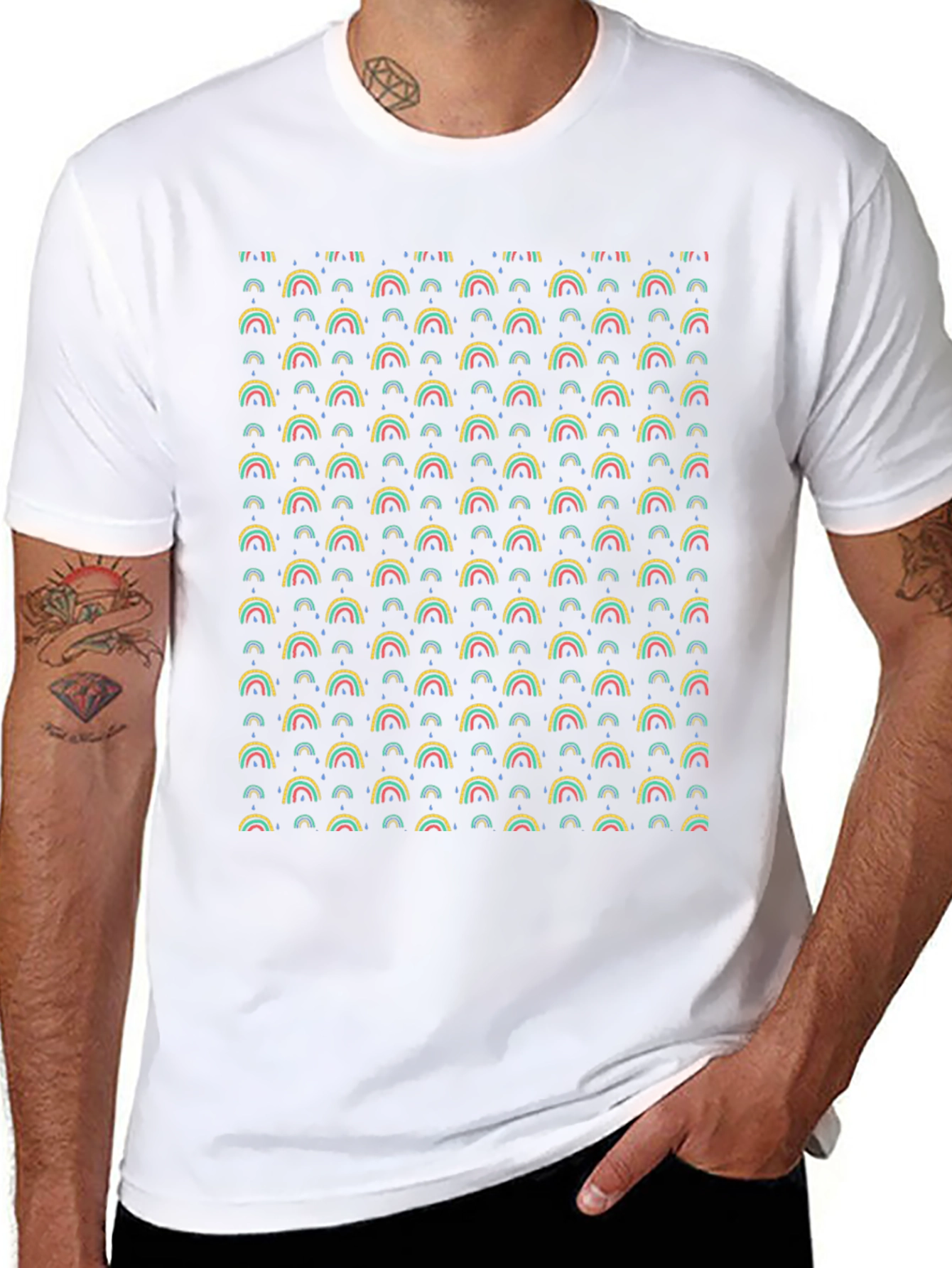 Rainbow Pattern T-Shirt - Funky Graphic Tee