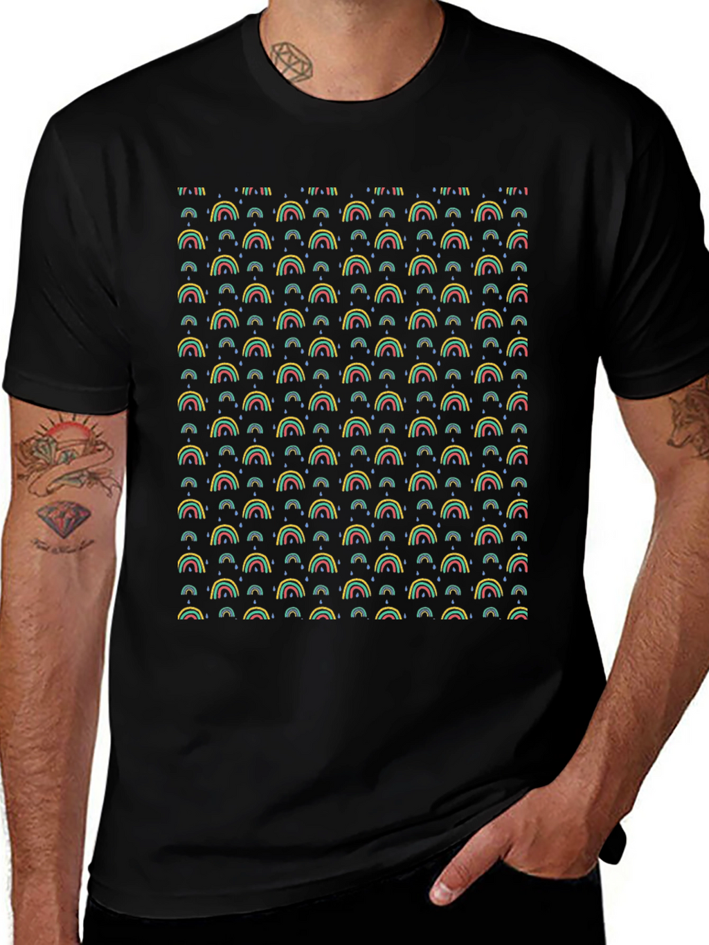 Rainbow Pattern T-Shirt - Funky Graphic Tee