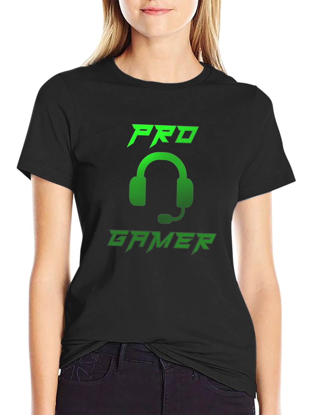 Pro Gamer Black T-Shirt - Gaming Headset Design