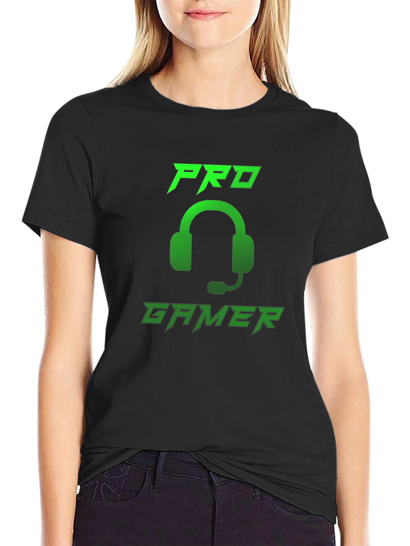 Pro Gamer Black T-Shirt - Gaming Headset Design