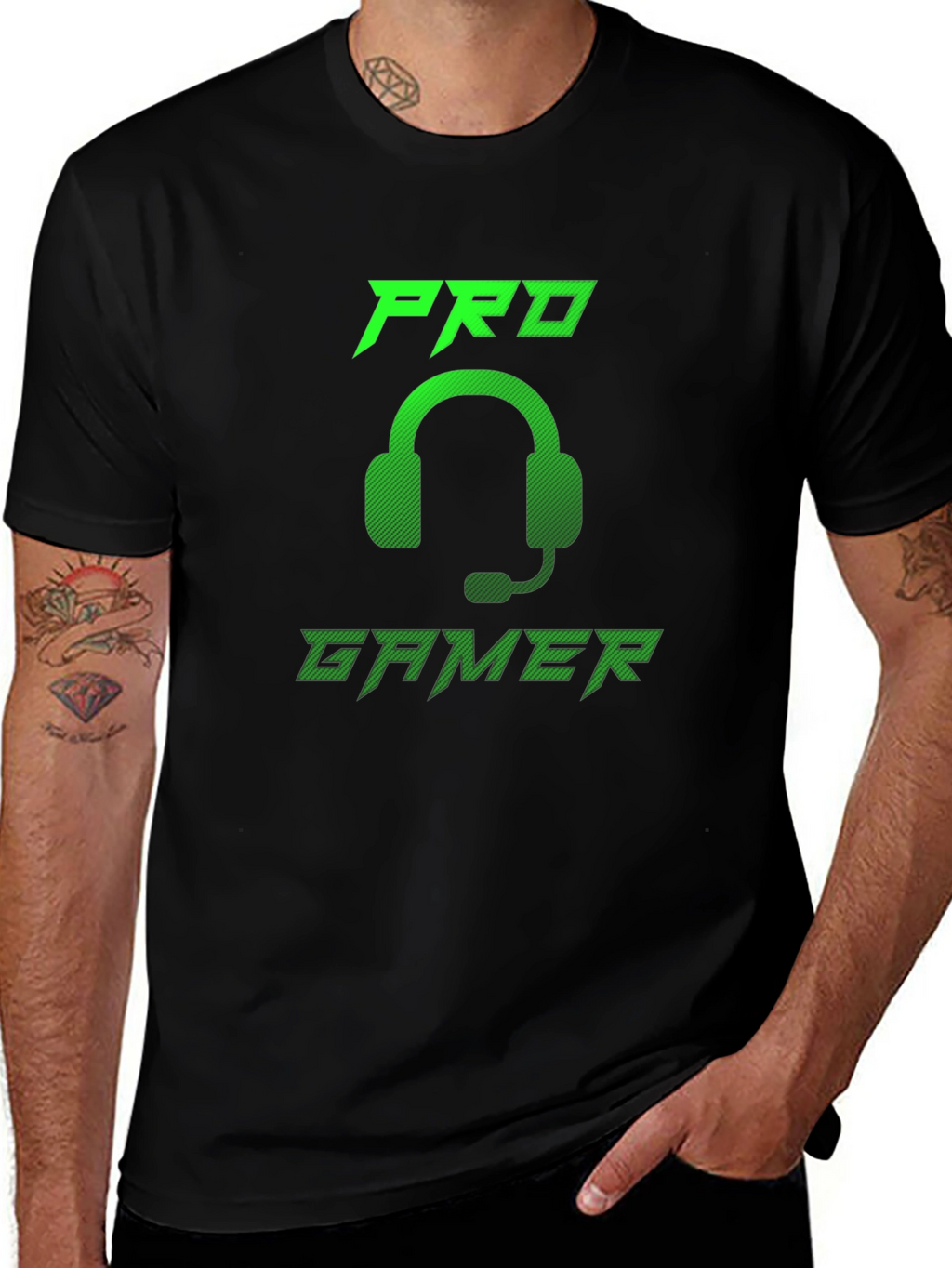 Pro Gamer Black T-Shirt - Gaming Headset Design