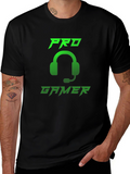 Pro Gamer Black T-Shirt - Gaming Headset Design