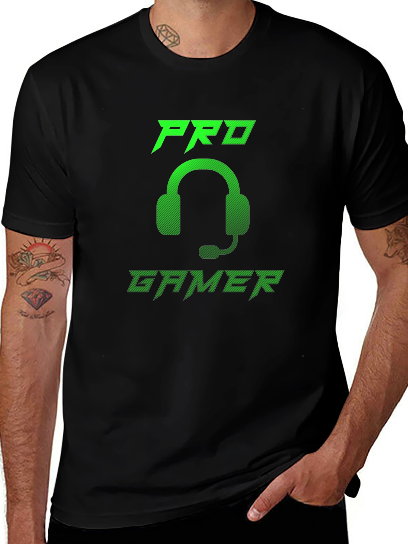 Pro Gamer Black T-Shirt - Gaming Headset Design