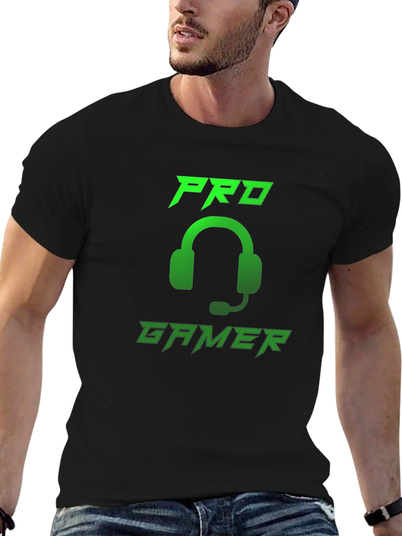 Pro Gamer Black T-Shirt - Gaming Headset Design