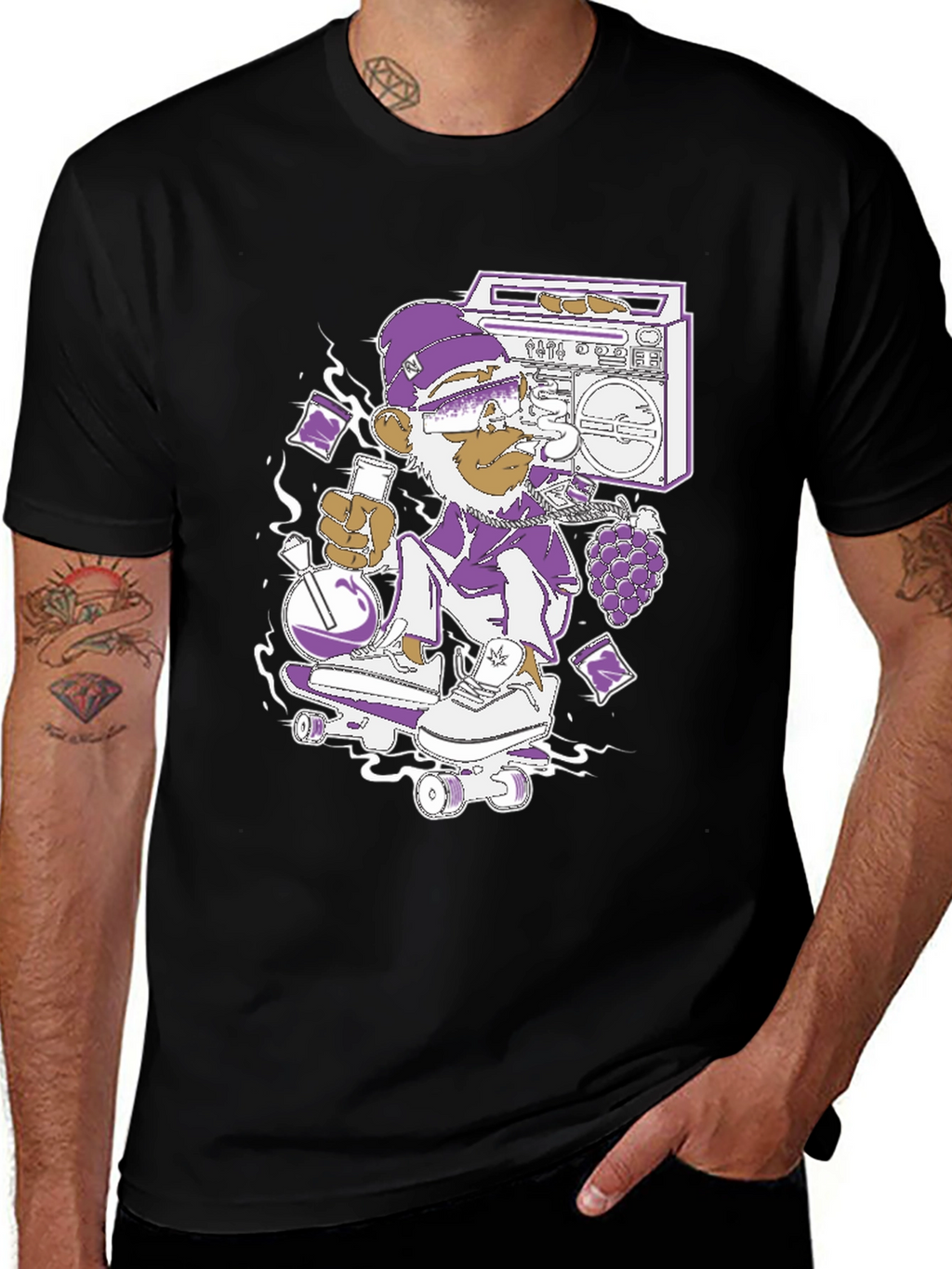 Skateboarding Monkey Graphic Tee