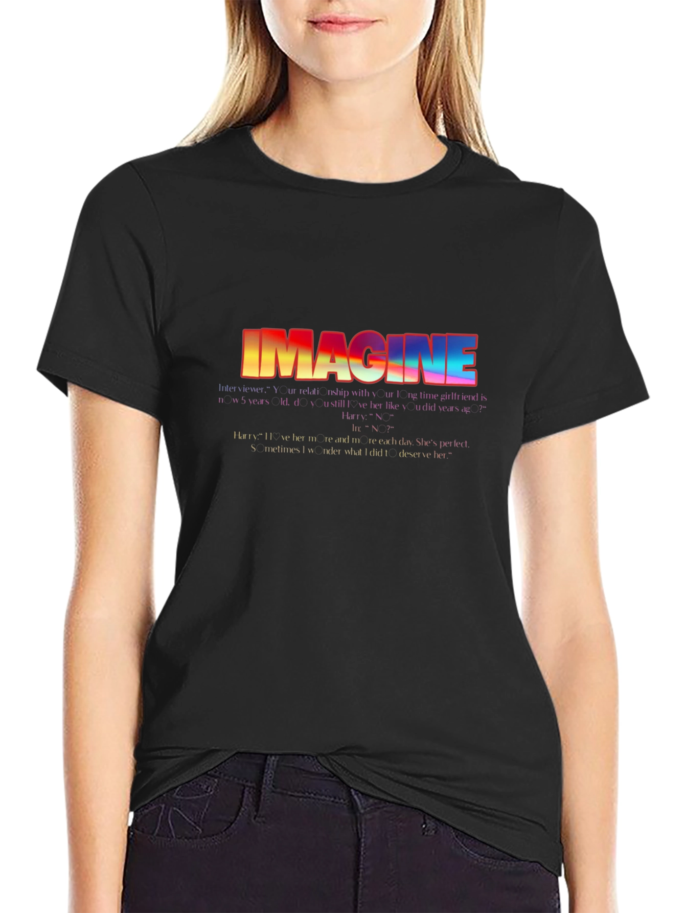 Imagine Graphic Tee - Retro Rainbow T-Shirt