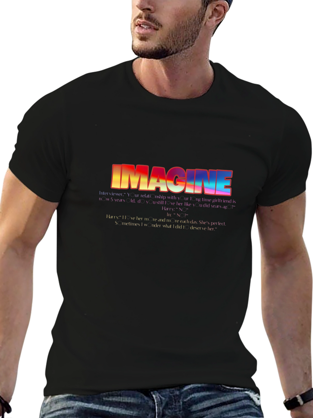 Imagine Graphic Tee - Retro Rainbow T-Shirt