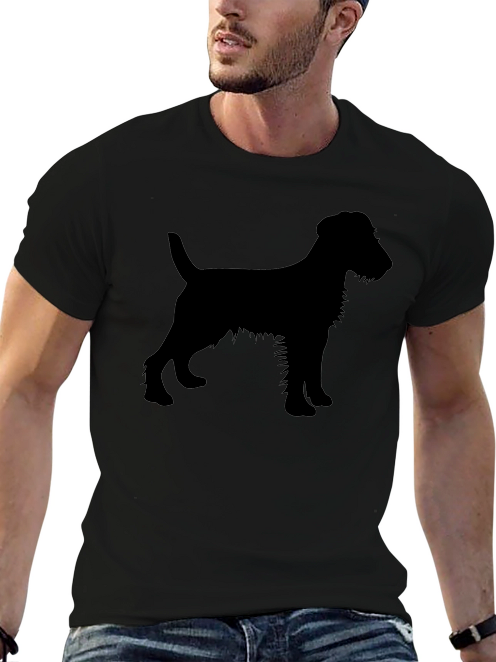 Dog Silhouette T-Shirt - Black
