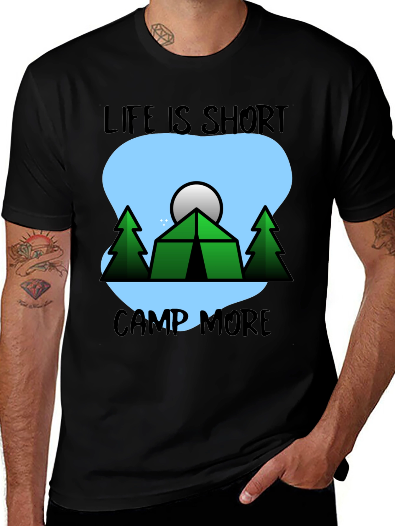 Life is Short Camp More Black Graphic Tee